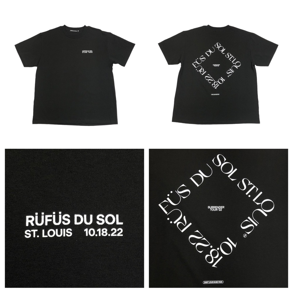 Rufus Du Sol 2022 Surrender Tour Tee Men's Medium St. Louis Black EDM Music
